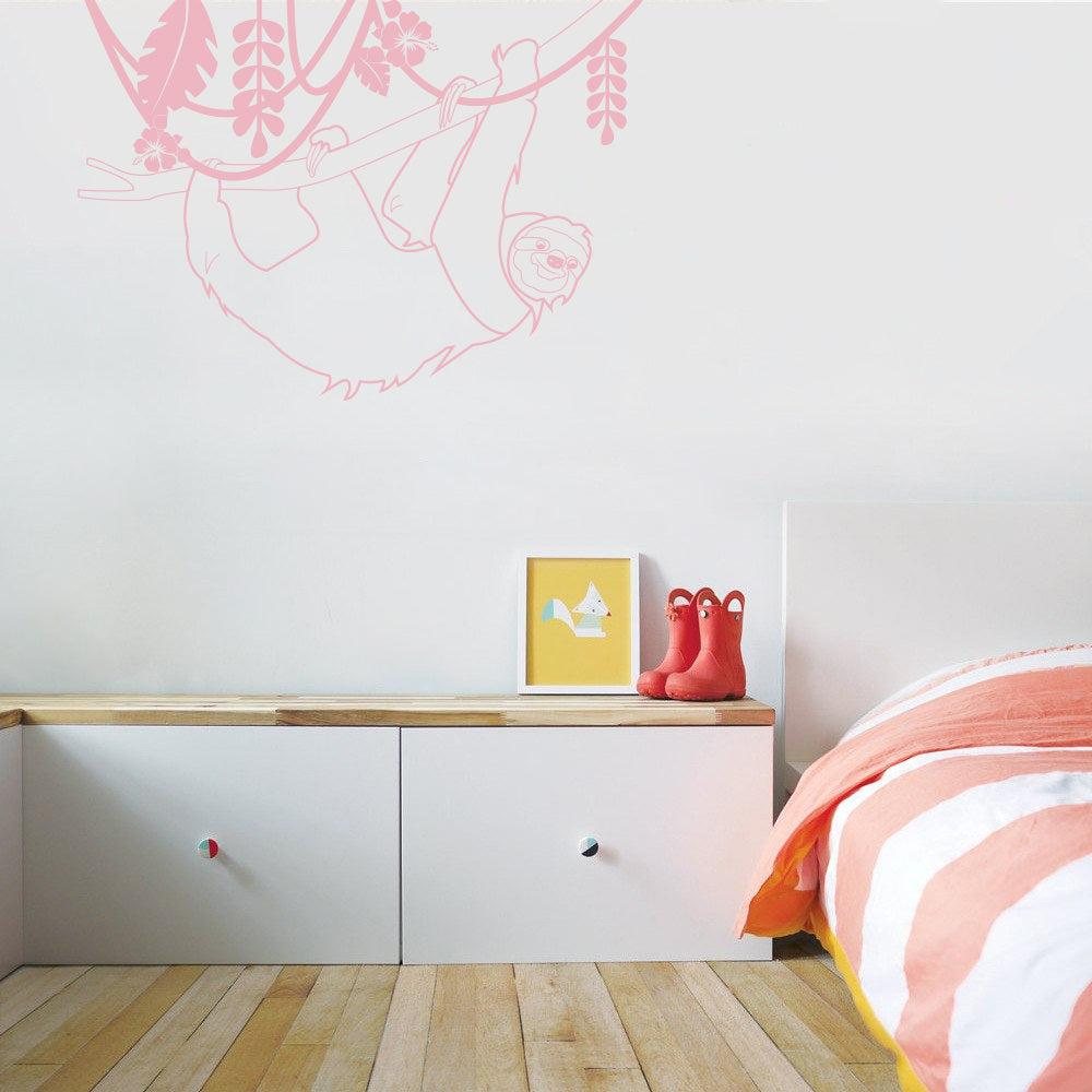 SLOTH Tree Branch Jungle Wall Sticker Decal Stencil Silhouette ST340