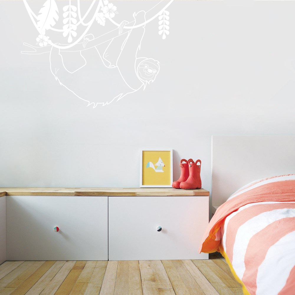 SLOTH Tree Branch Jungle Wall Sticker Decal Stencil Silhouette ST340