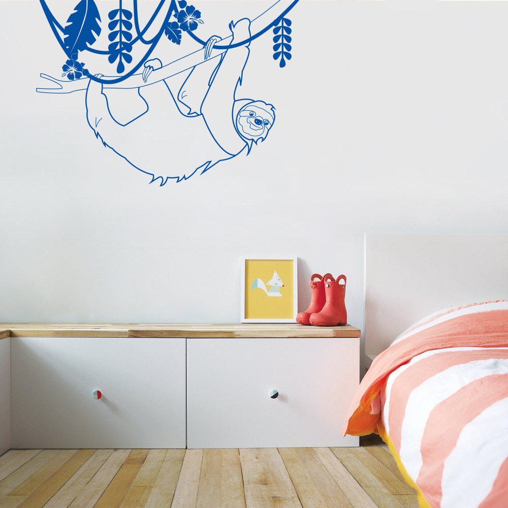 SLOTH Tree Branch Jungle Wall Sticker Decal Stencil Silhouette ST340
