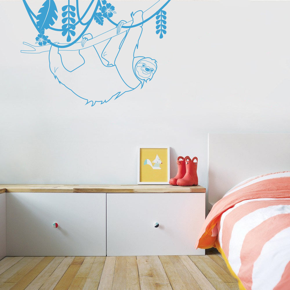 SLOTH Tree Branch Jungle Wall Sticker Decal Stencil Silhouette ST340
