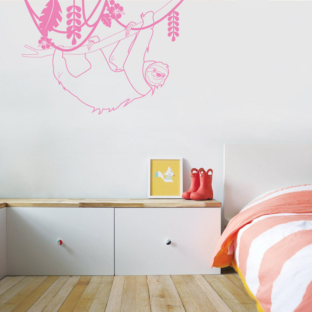 SLOTH Tree Branch Jungle Wall Sticker Decal Stencil Silhouette ST340