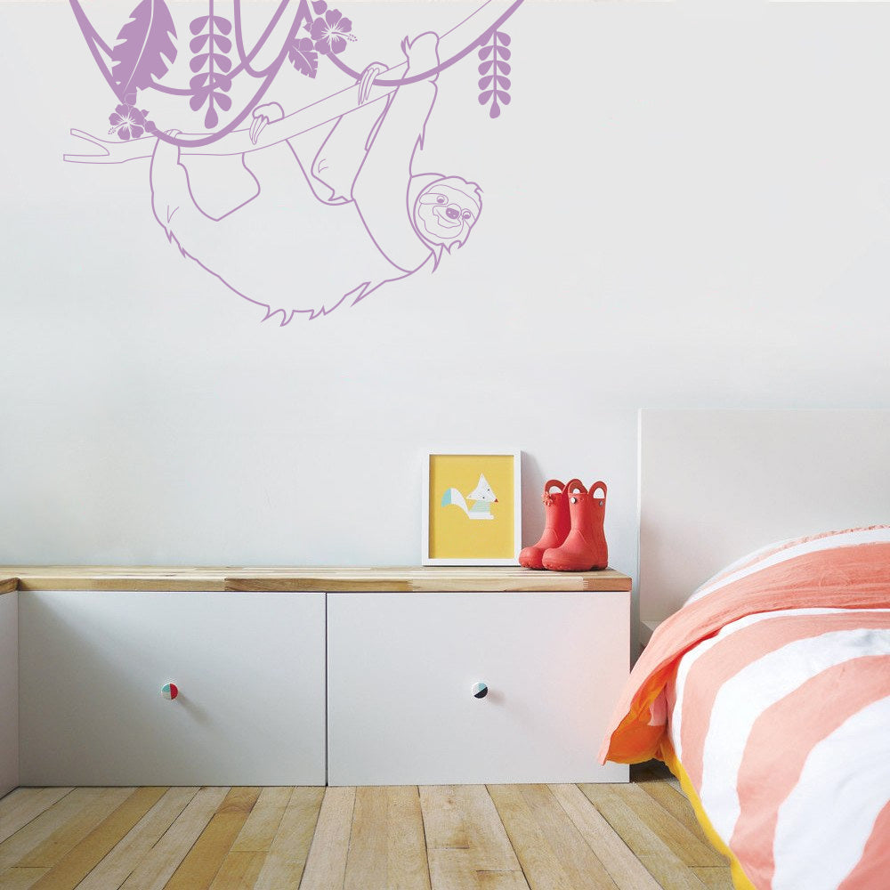 SLOTH Tree Branch Jungle Wall Sticker Decal Stencil Silhouette ST340