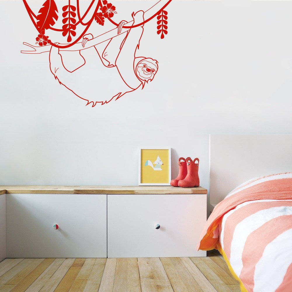 SLOTH Tree Branch Jungle Wall Sticker Decal Stencil Silhouette ST340