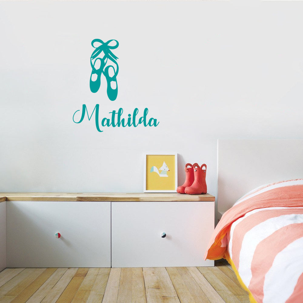 DANCE SLIPPERS Personalized Wall Sticker Decal Stencil Silhouette ST346