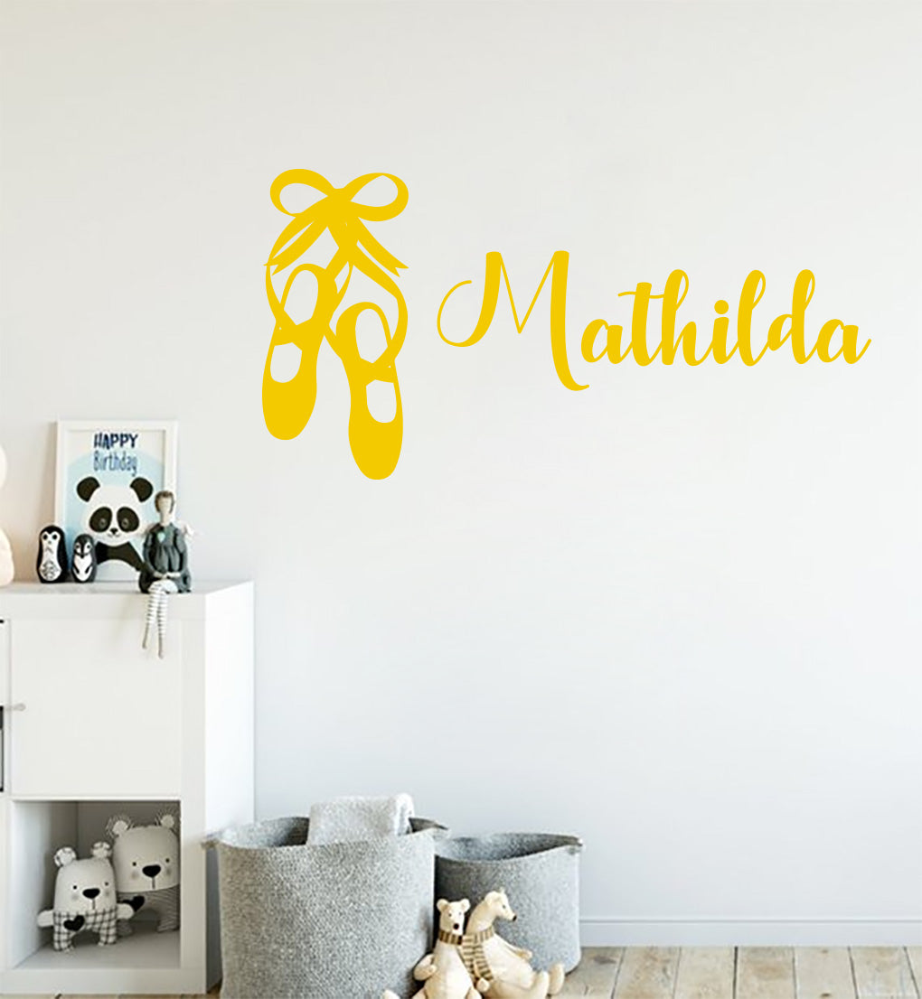 DANCE SLIPPERS Personalized Wall Sticker Decal Stencil Silhouette ST346