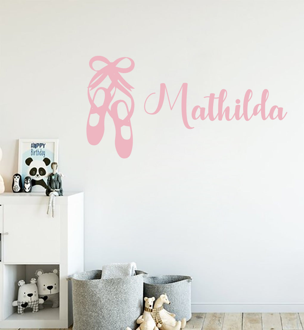 DANCE SLIPPERS Personalized Wall Sticker Decal Stencil Silhouette ST346