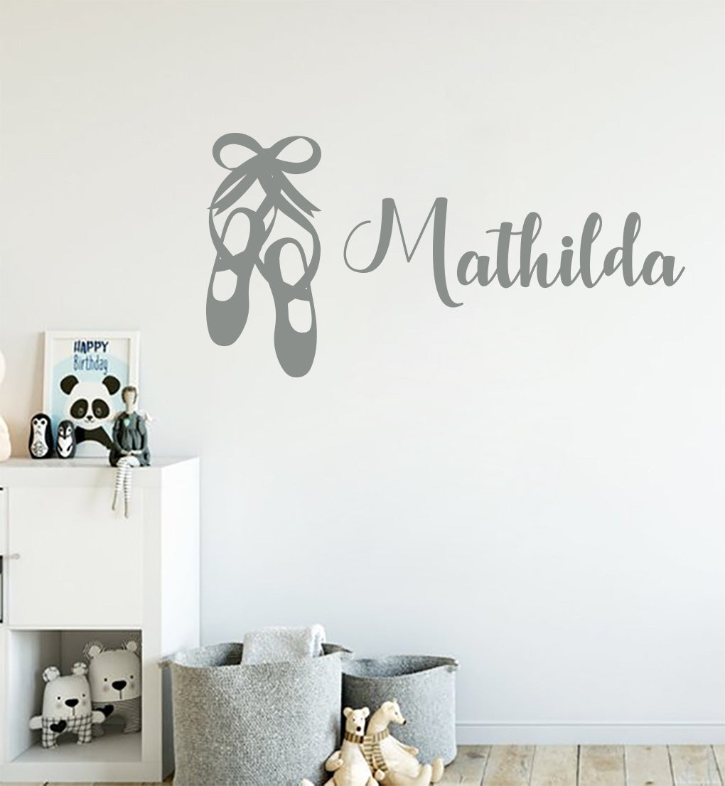 DANCE SLIPPERS Personalized Wall Sticker Decal Stencil Silhouette ST346