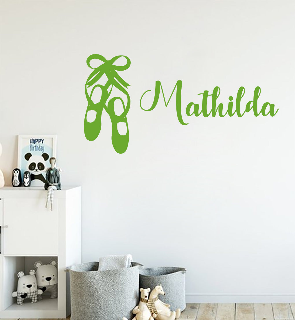 DANCE SLIPPERS Personalized Wall Sticker Decal Stencil Silhouette ST346