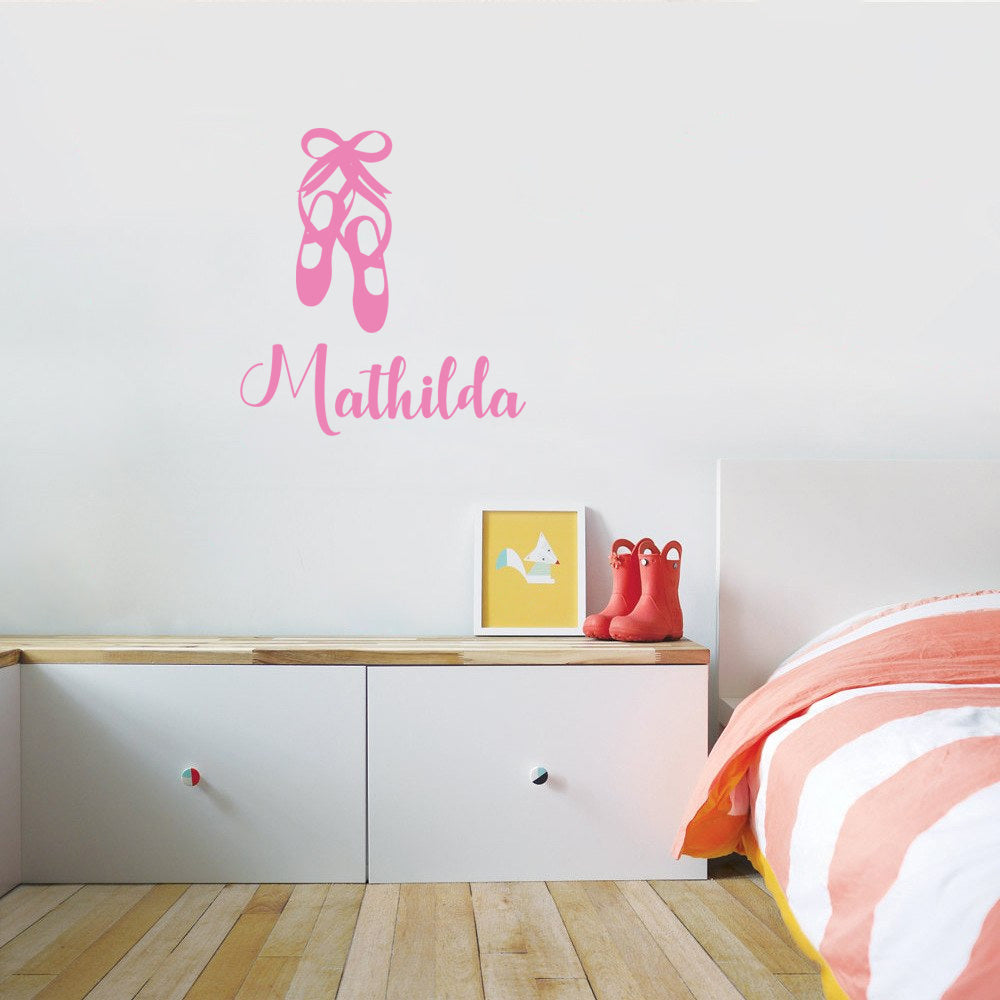 DANCE SLIPPERS Personalized Wall Sticker Decal Stencil Silhouette ST346