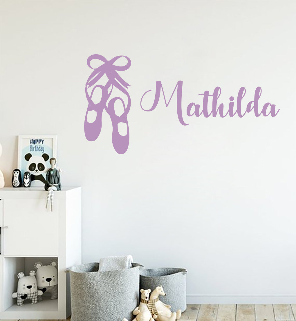 DANCE SLIPPERS Personalized Wall Sticker Decal Stencil Silhouette ST346