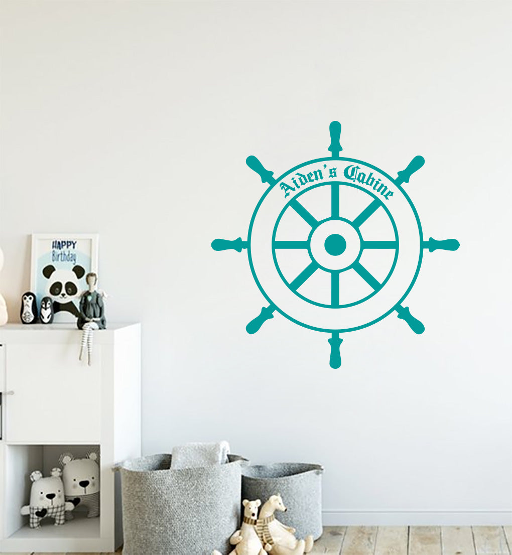 Personalized Boat Helm Wall Sticker Decal Stencil Silhouette ST356