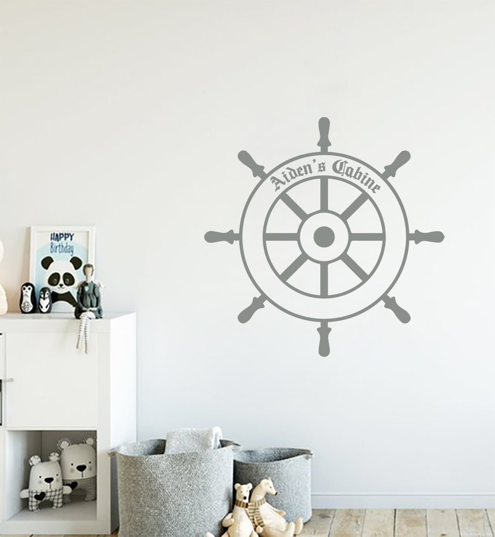 Personalized Boat Helm Wall Sticker Decal Stencil Silhouette ST356