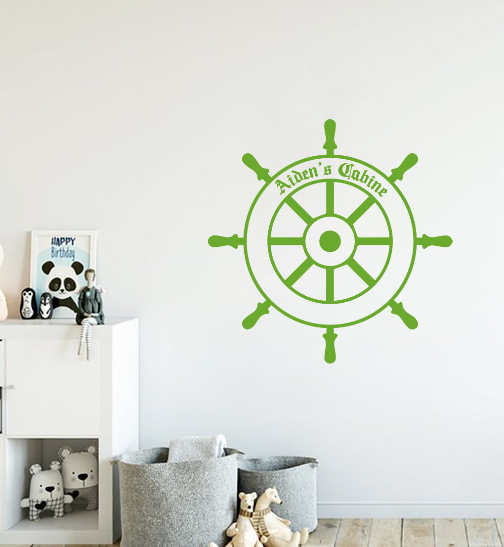 Personalized Boat Helm Wall Sticker Decal Stencil Silhouette ST356