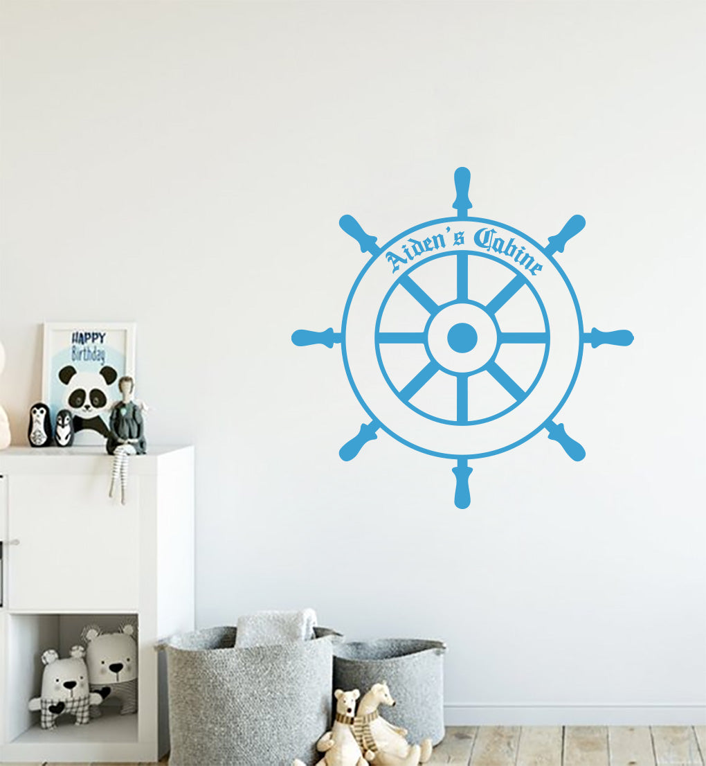Personalized Boat Helm Wall Sticker Decal Stencil Silhouette ST356