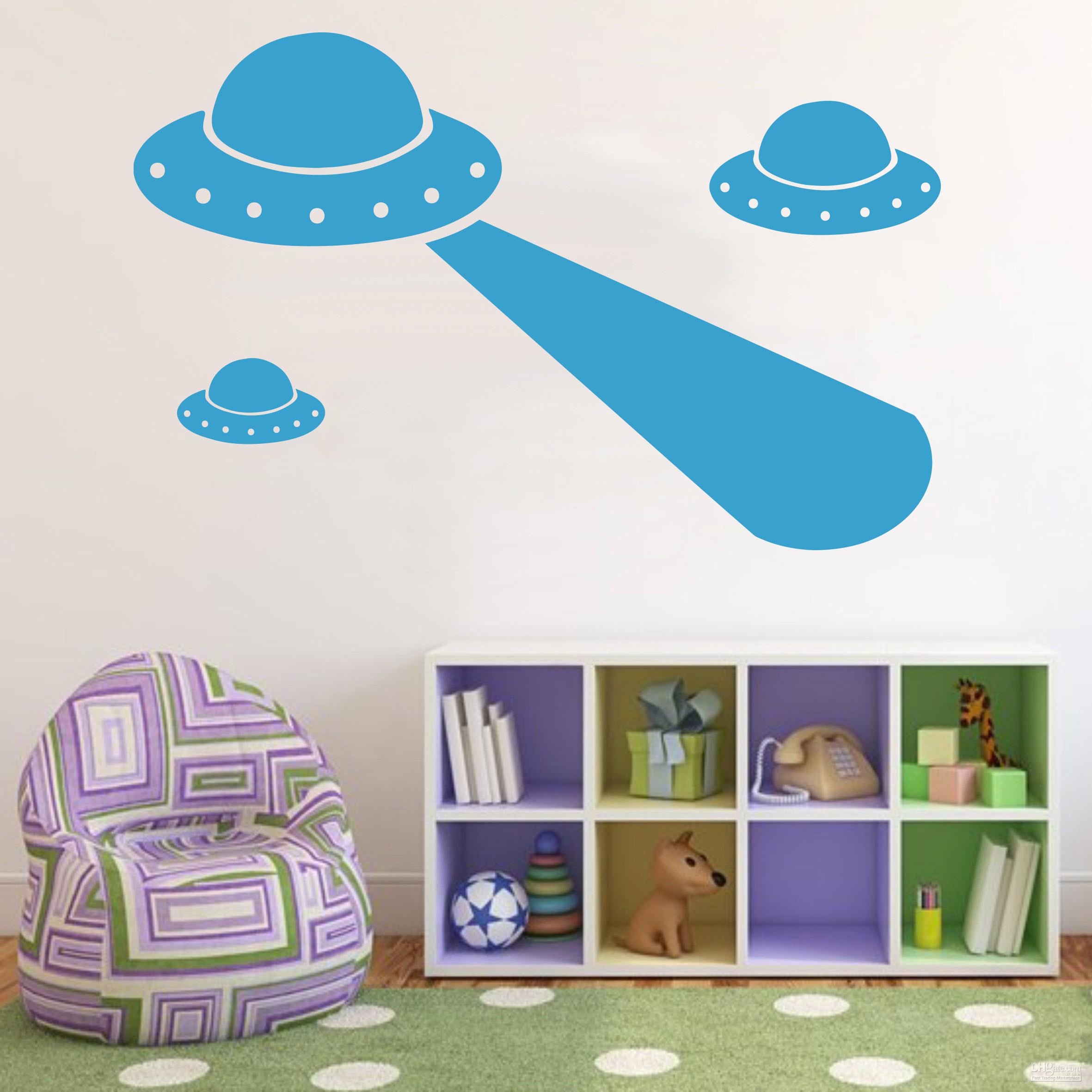 ALIEN SPACESHIPS Wall Sticker Decal Stencil Silhouette ST36