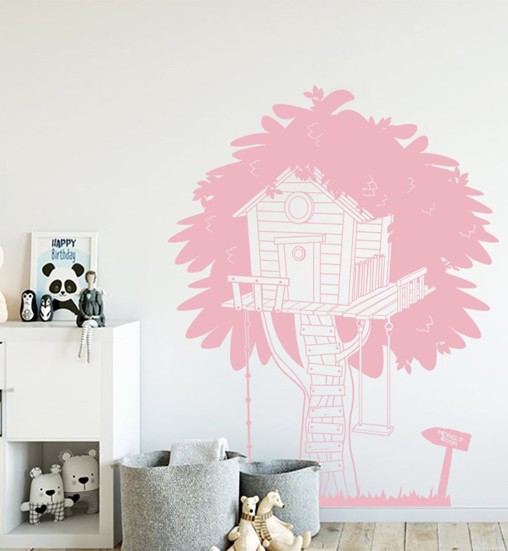 Personalized Tree House Wall Sticker Decal Stencil Silhouette ST377