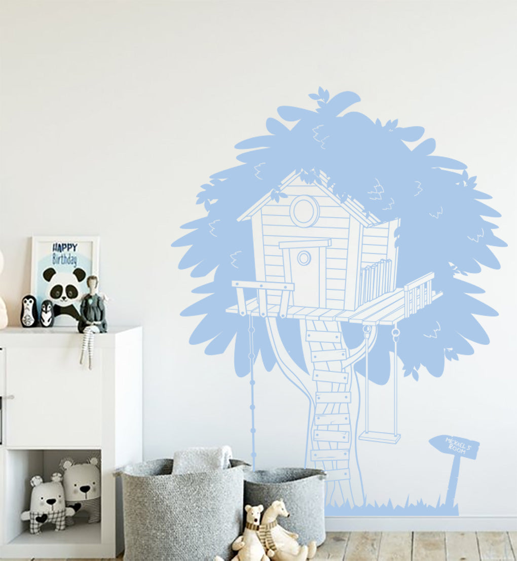 Personalized Tree House Wall Sticker Decal Stencil Silhouette ST377