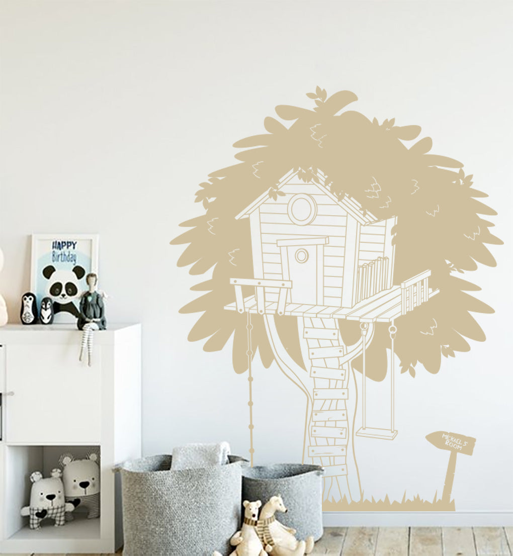 Personalized Tree House Wall Sticker Decal Stencil Silhouette ST377