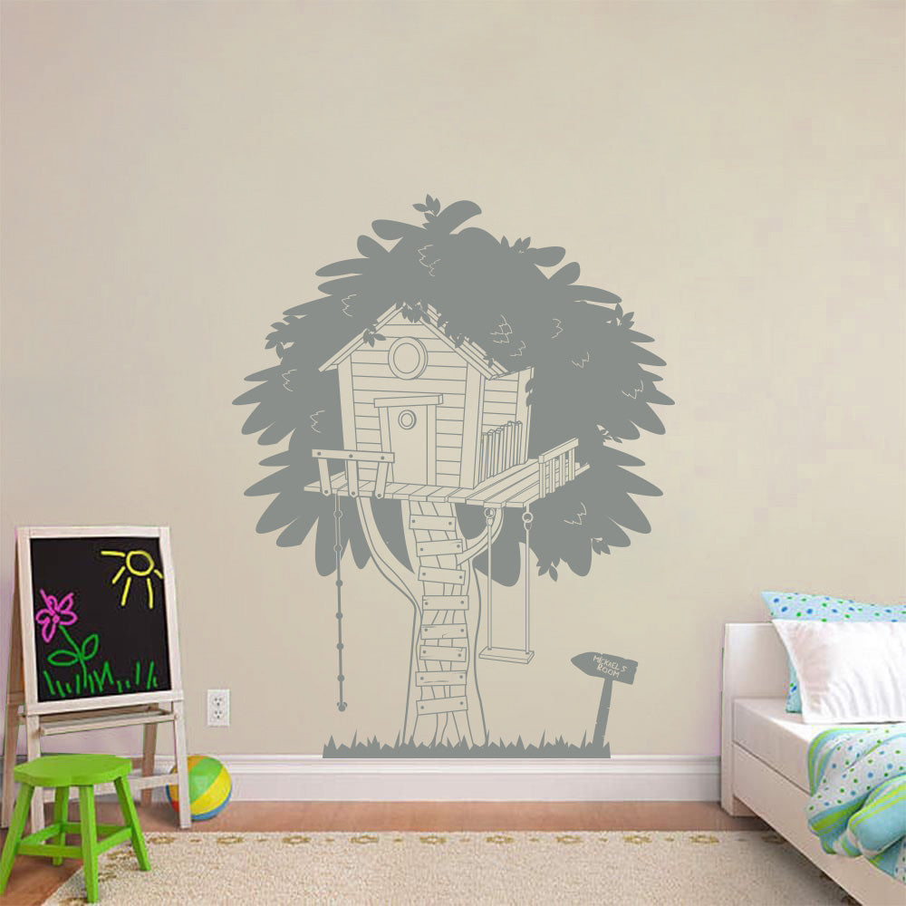 Personalized Tree House Wall Sticker Decal Stencil Silhouette ST377