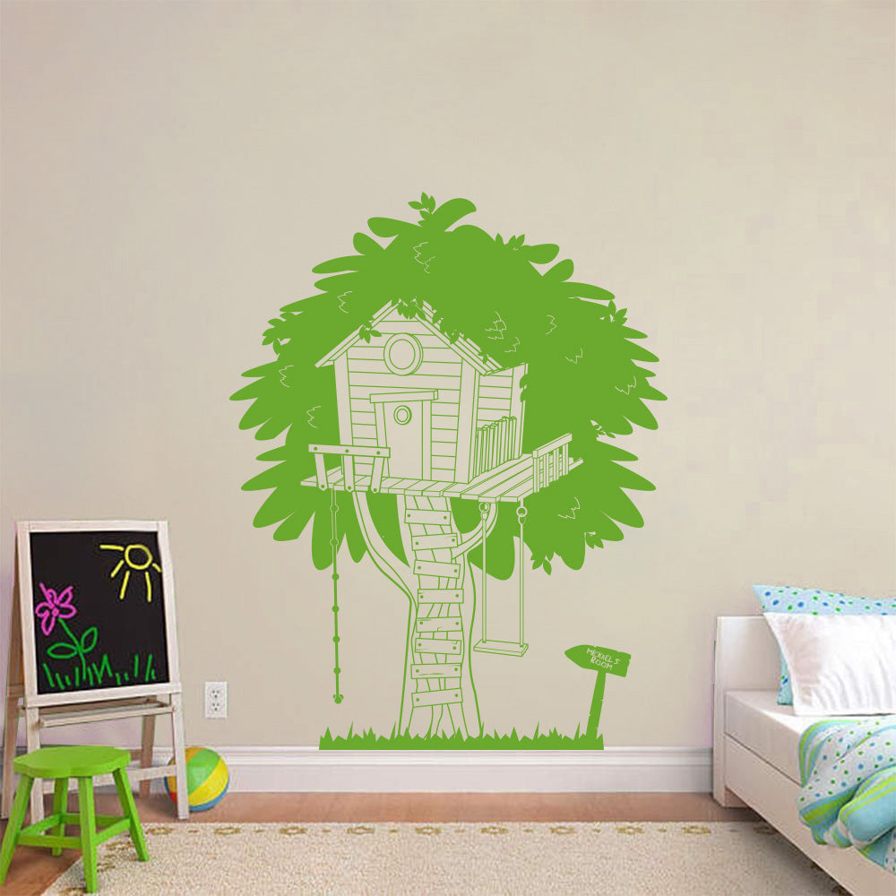 Personalized Tree House Wall Sticker Decal Stencil Silhouette ST377