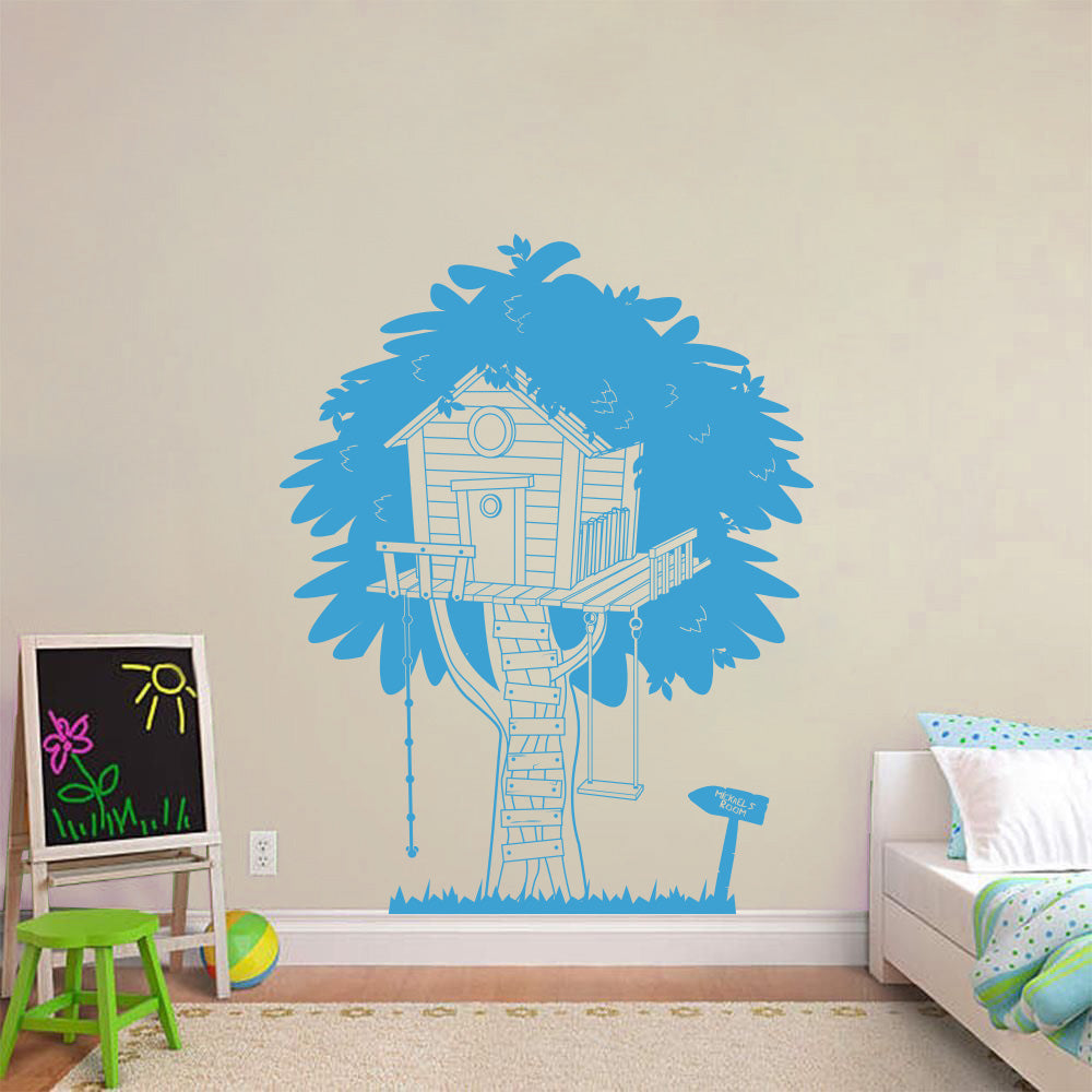 Personalized Tree House Wall Sticker Decal Stencil Silhouette ST377