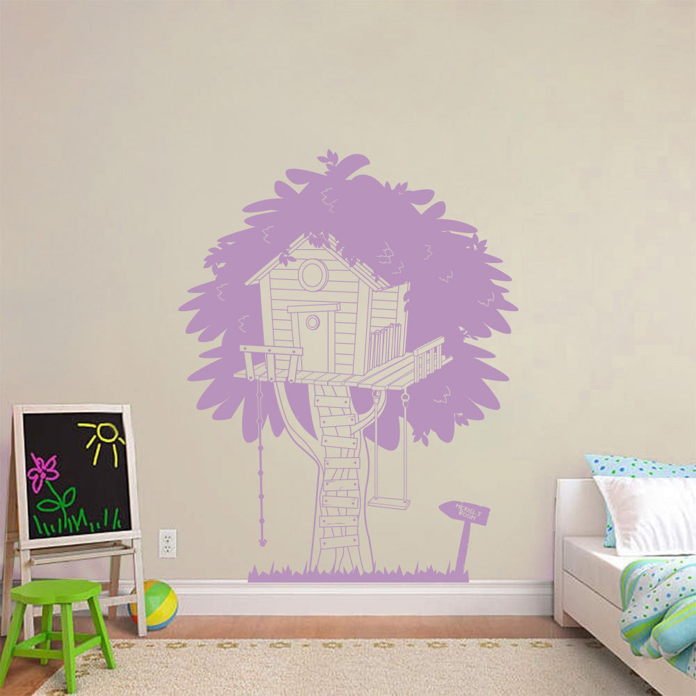 Personalized Tree House Wall Sticker Decal Stencil Silhouette ST377