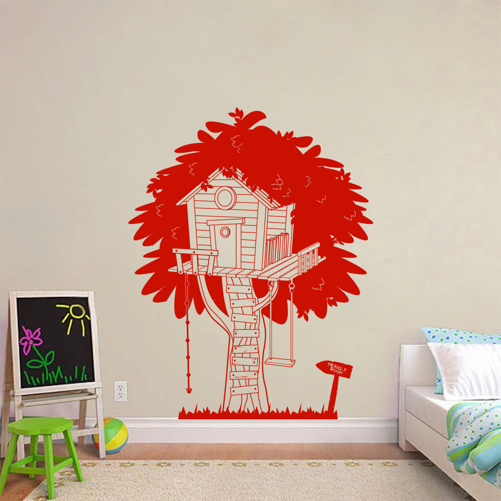 Personalized Tree House Wall Sticker Decal Stencil Silhouette ST377