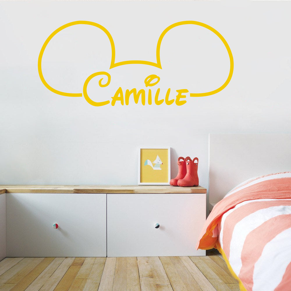 Mickey Mouse Ears Personalized Wall Sticker Decal Stencil Silhouette ST402