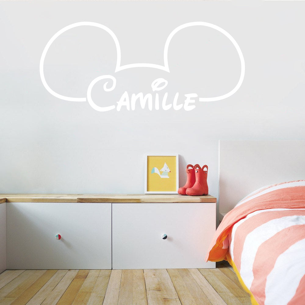 Mickey Mouse Ears Personalized Wall Sticker Decal Stencil Silhouette ST402