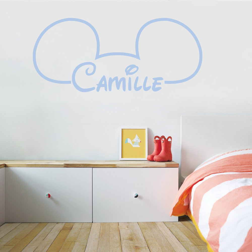 Mickey Mouse Ears Personalized Wall Sticker Decal Stencil Silhouette ST402