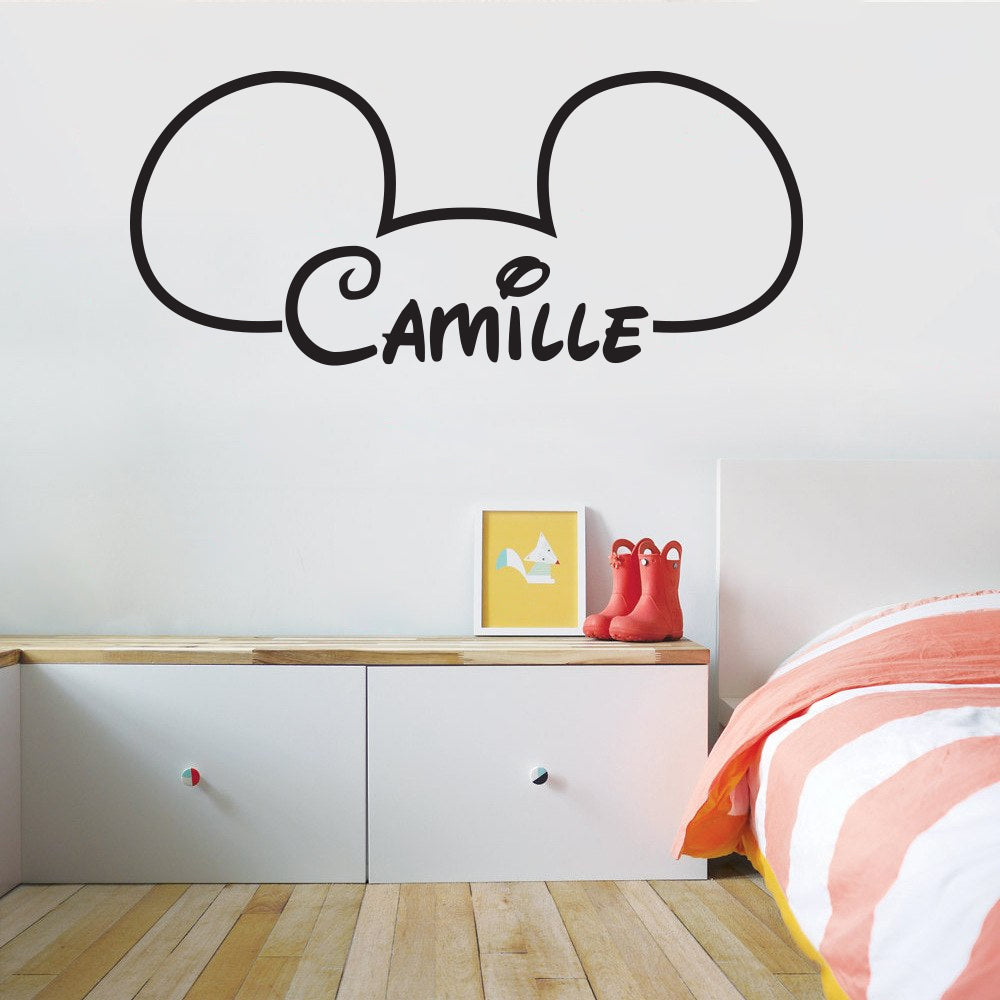 Mickey Mouse Ears Personalized Wall Sticker Decal Stencil Silhouette ST402