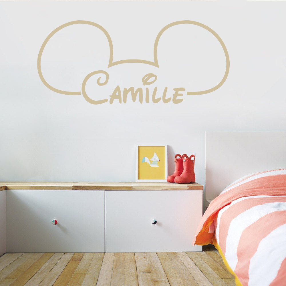 Mickey Mouse Ears Personalized Wall Sticker Decal Stencil Silhouette ST402