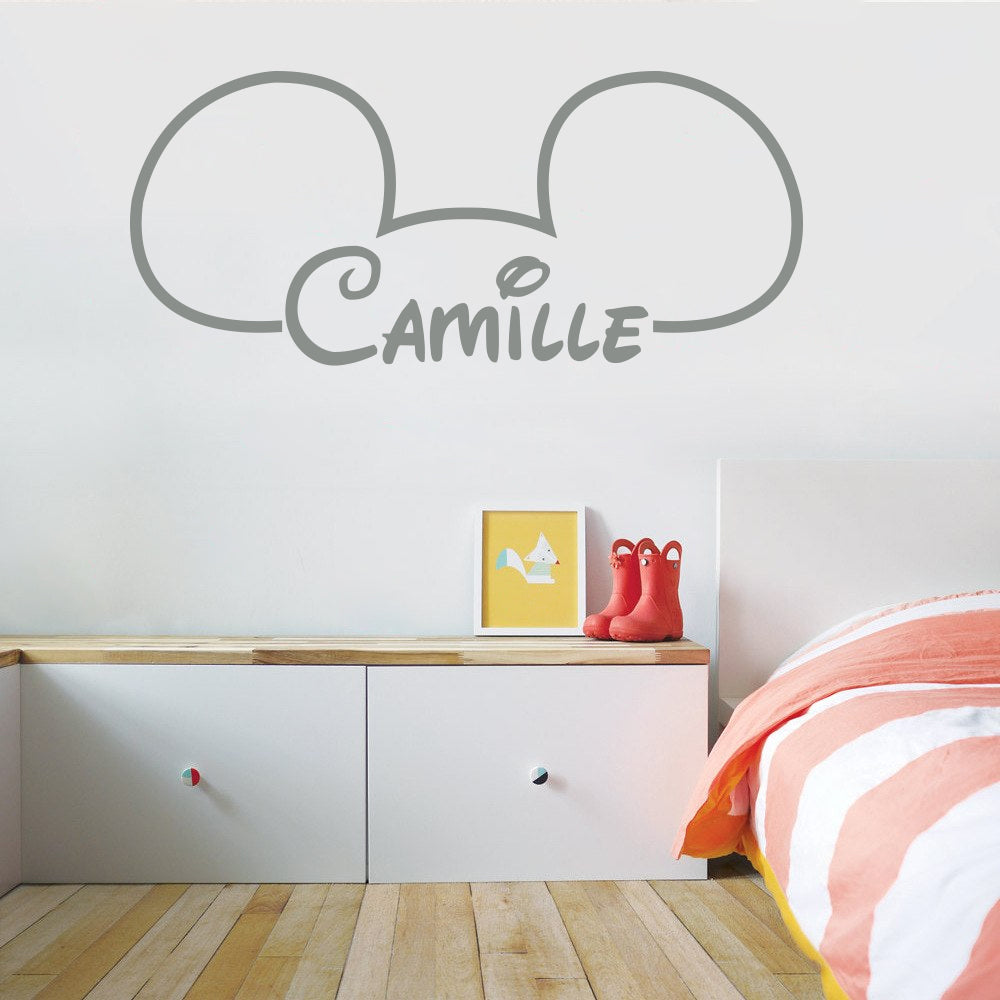 Mickey Mouse Ears Personalized Wall Sticker Decal Stencil Silhouette ST402