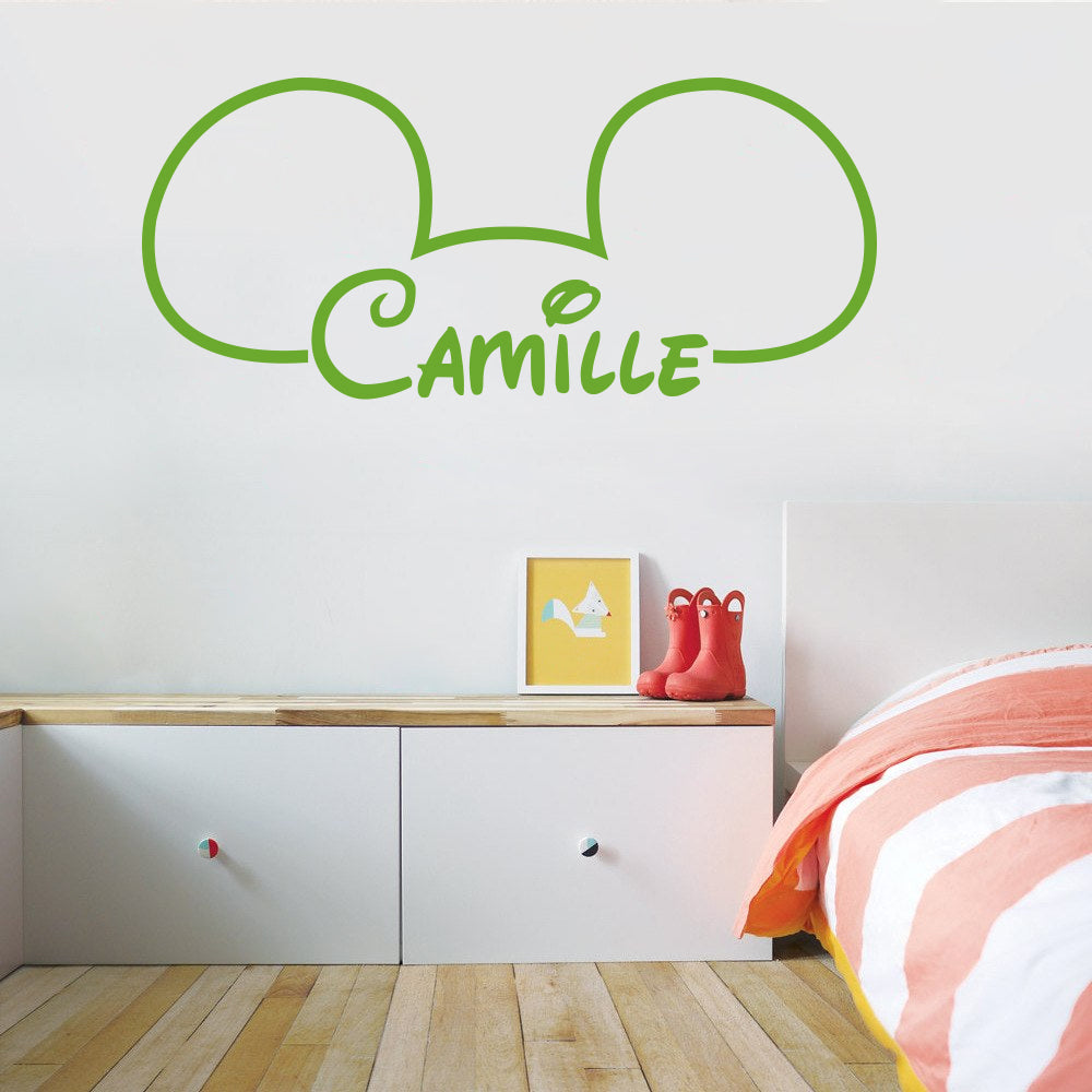 Mickey Mouse Ears Personalized Wall Sticker Decal Stencil Silhouette ST402