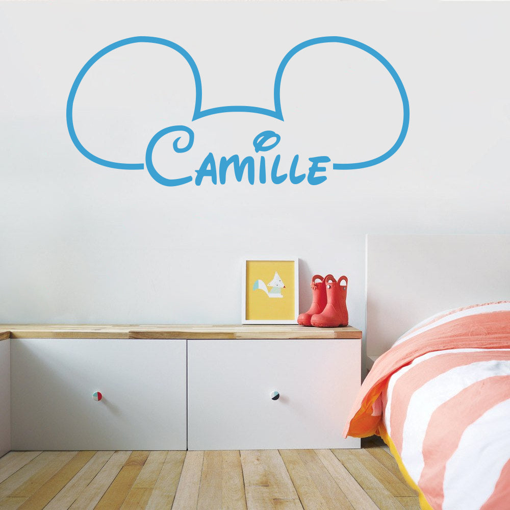 Mickey Mouse Ears Personalized Wall Sticker Decal Stencil Silhouette ST402