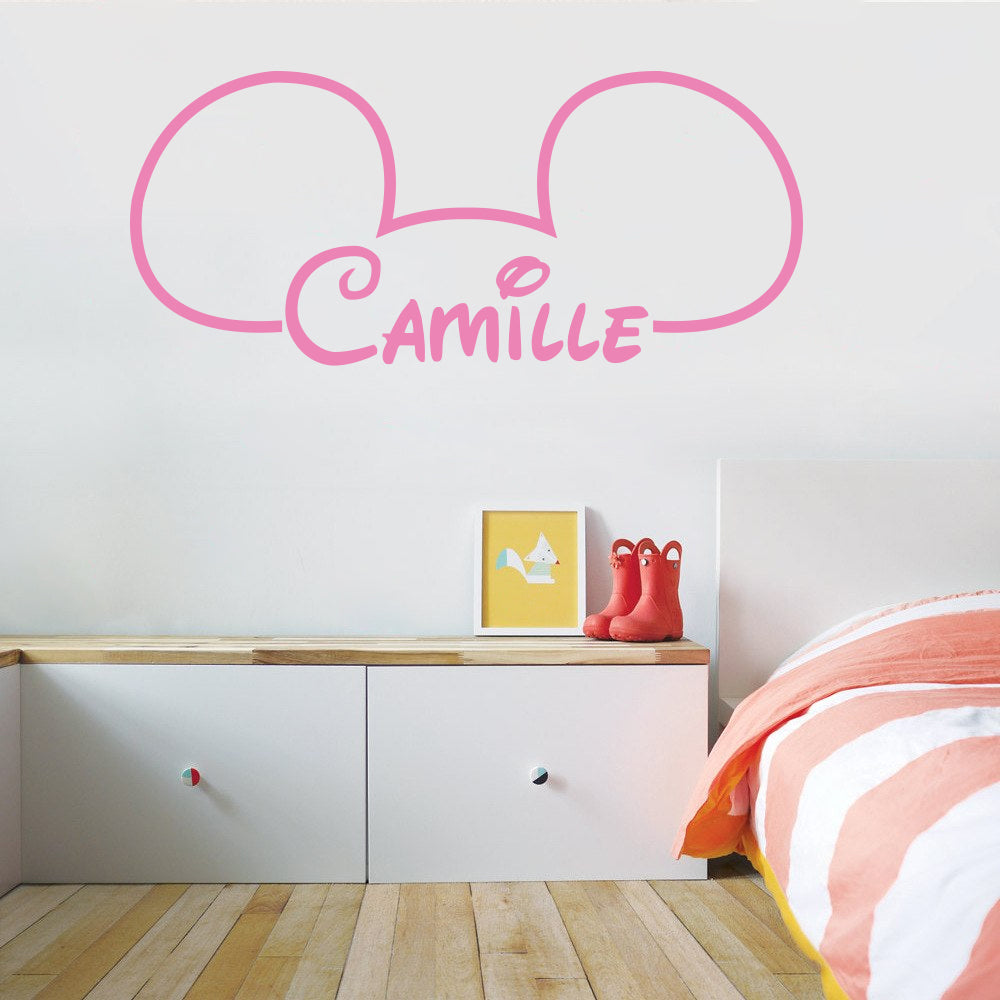 Mickey Mouse Ears Personalized Wall Sticker Decal Stencil Silhouette ST402