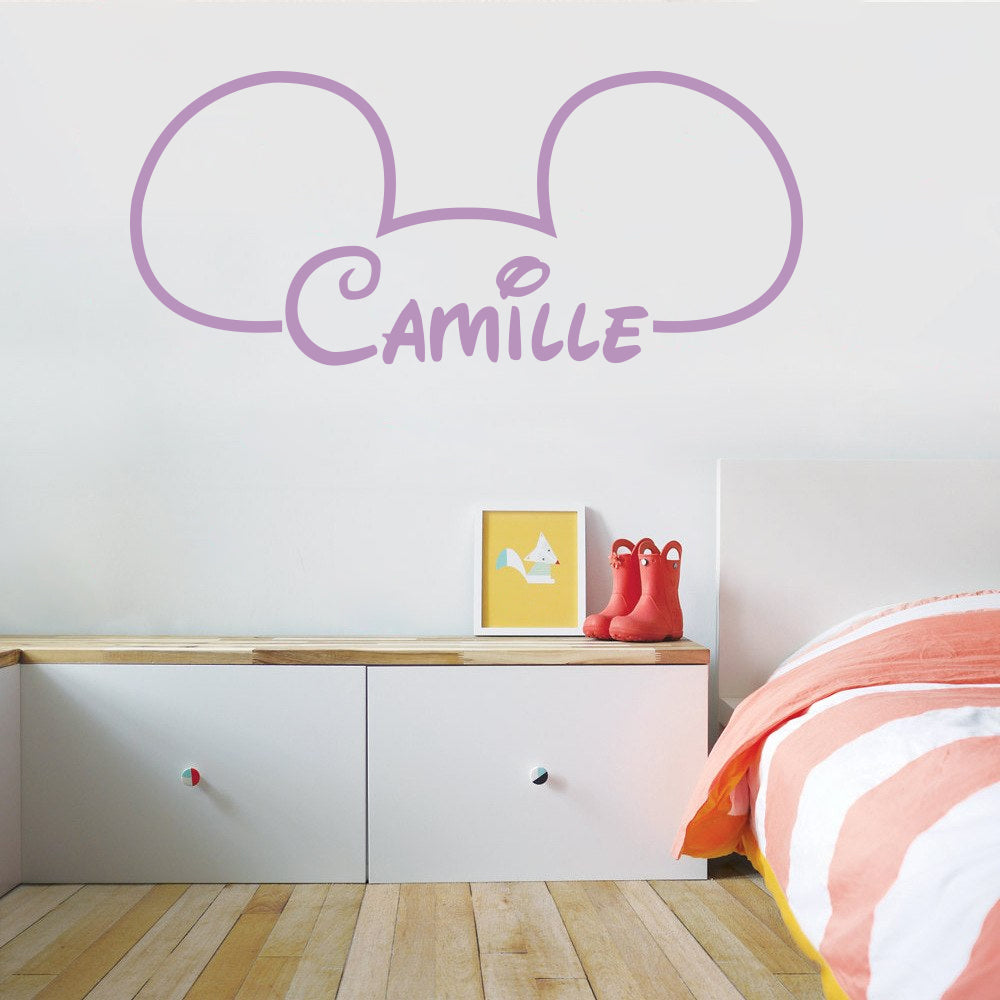 Mickey Mouse Ears Personalized Wall Sticker Decal Stencil Silhouette ST402