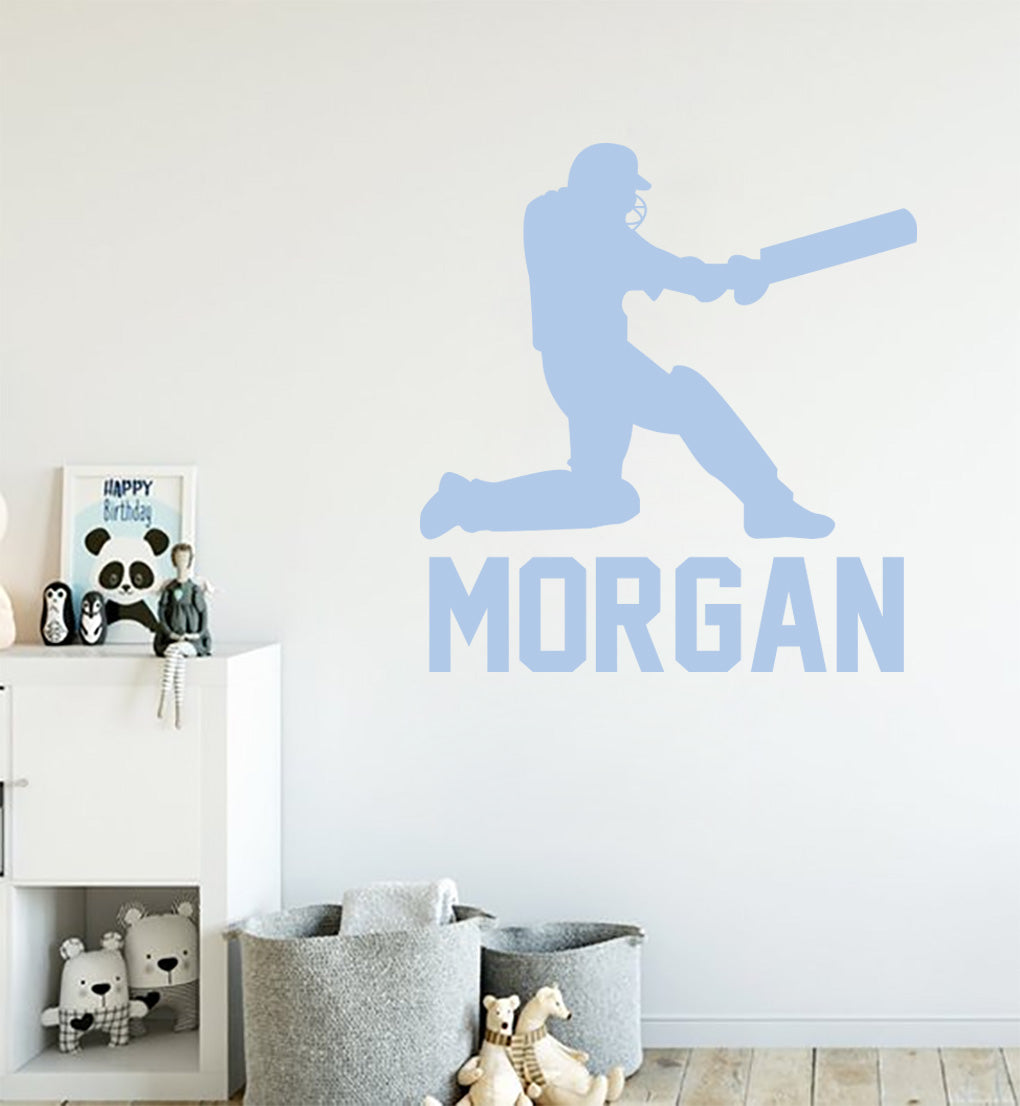 CRICKET PLAYER Personalized  Wall Sticker Decal For Kids ST408