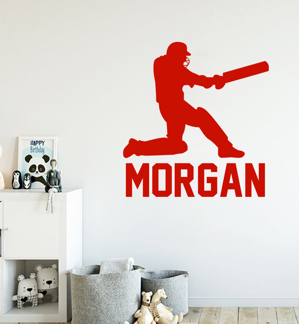 CRICKET PLAYER Personalized  Wall Sticker Decal For Kids ST408