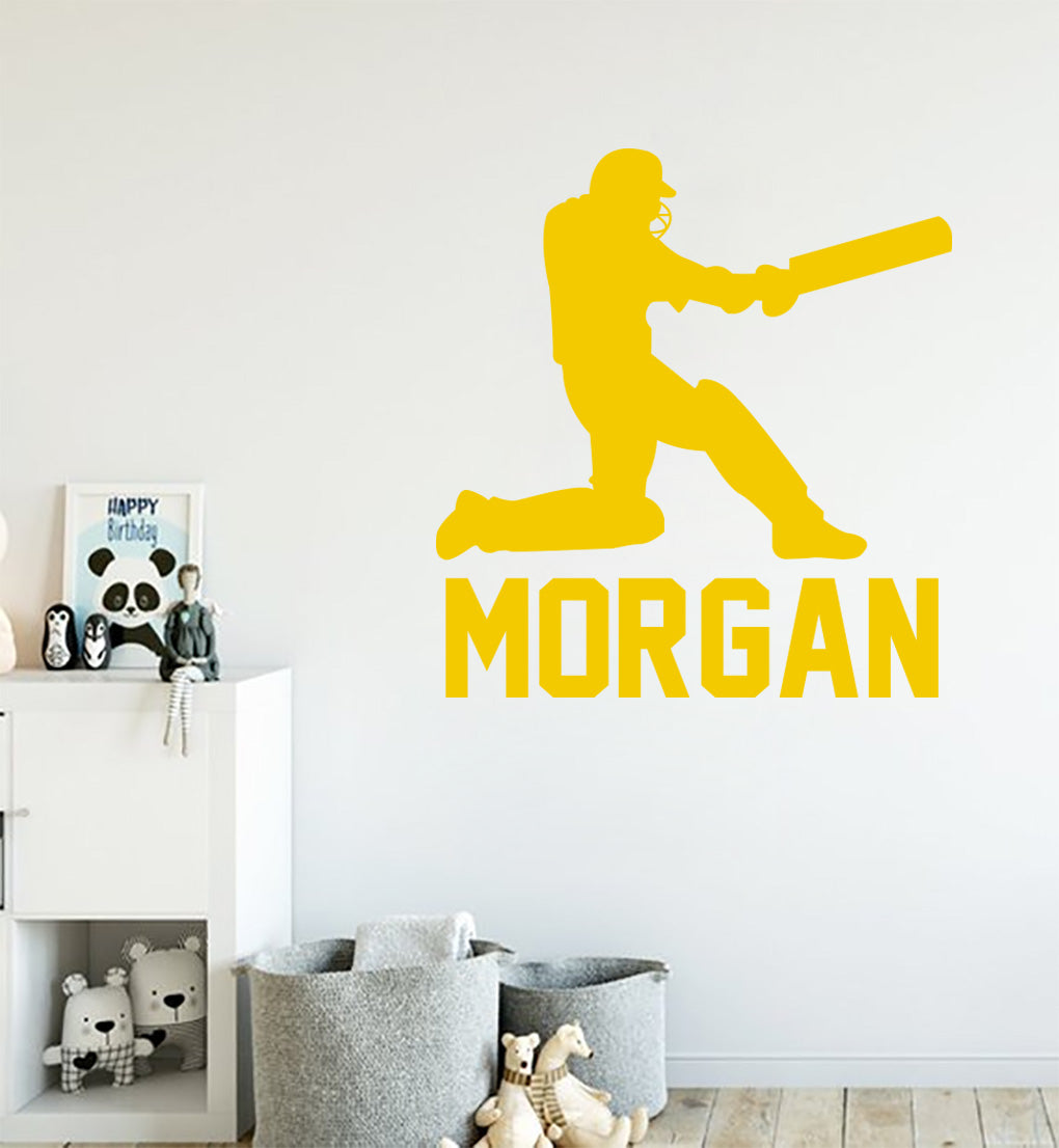 CRICKET PLAYER Personalized  Wall Sticker Decal For Kids ST408