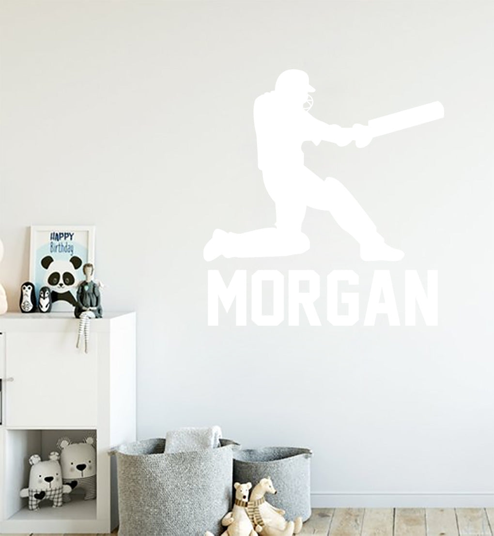 CRICKET PLAYER Personalized  Wall Sticker Decal For Kids ST408