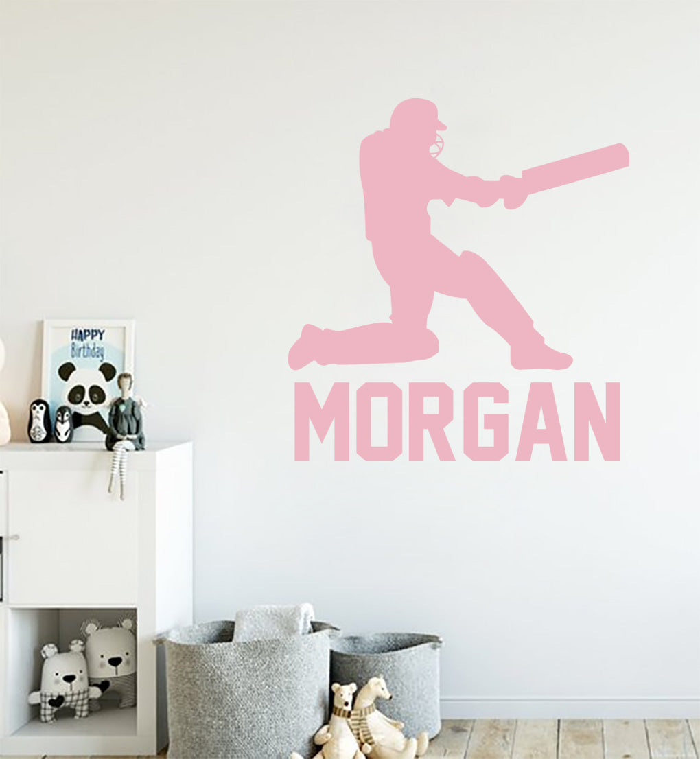 CRICKET PLAYER Personalized  Wall Sticker Decal For Kids ST408