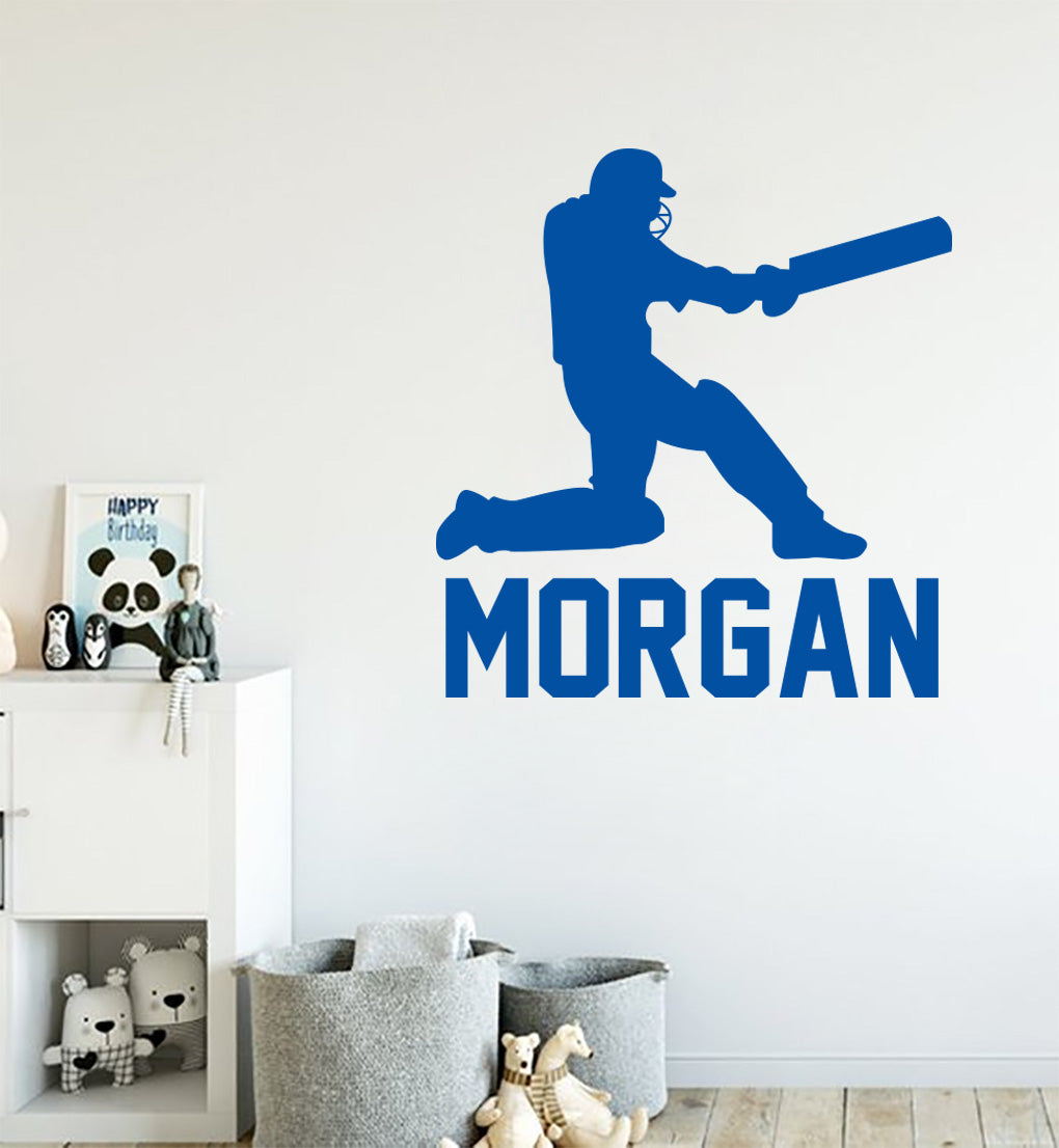 CRICKET PLAYER Personalized  Wall Sticker Decal For Kids ST408