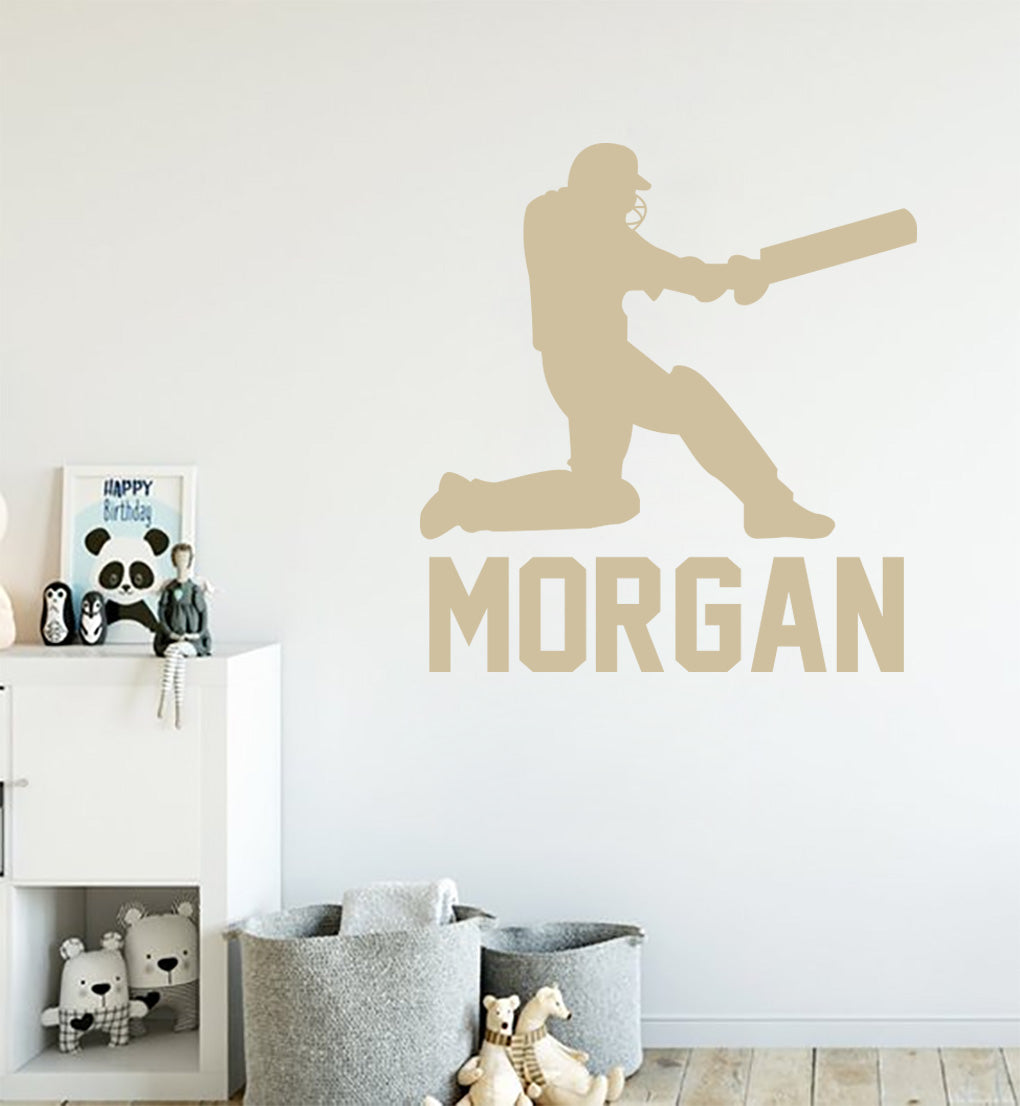 CRICKET PLAYER Personalized  Wall Sticker Decal For Kids ST408