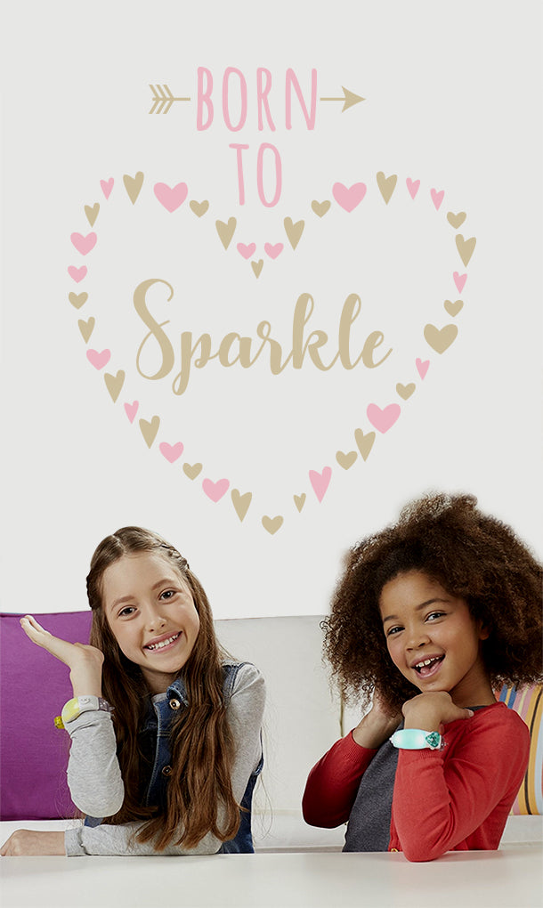 Born To Sparkle Hearts Wall Sticker Decal Stencil Silhouette ST409