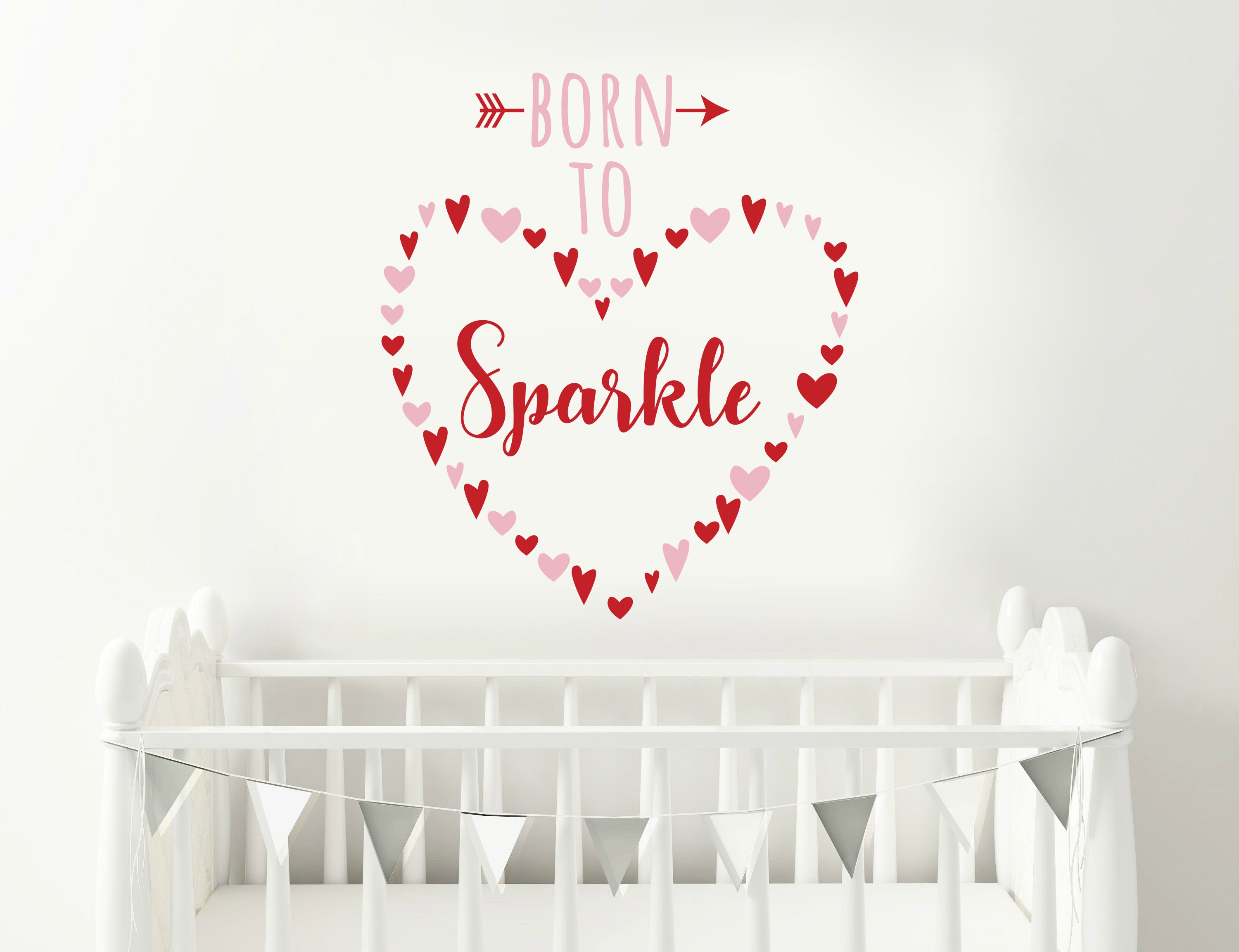Born To Sparkle Hearts Wall Sticker Decal Stencil Silhouette ST409