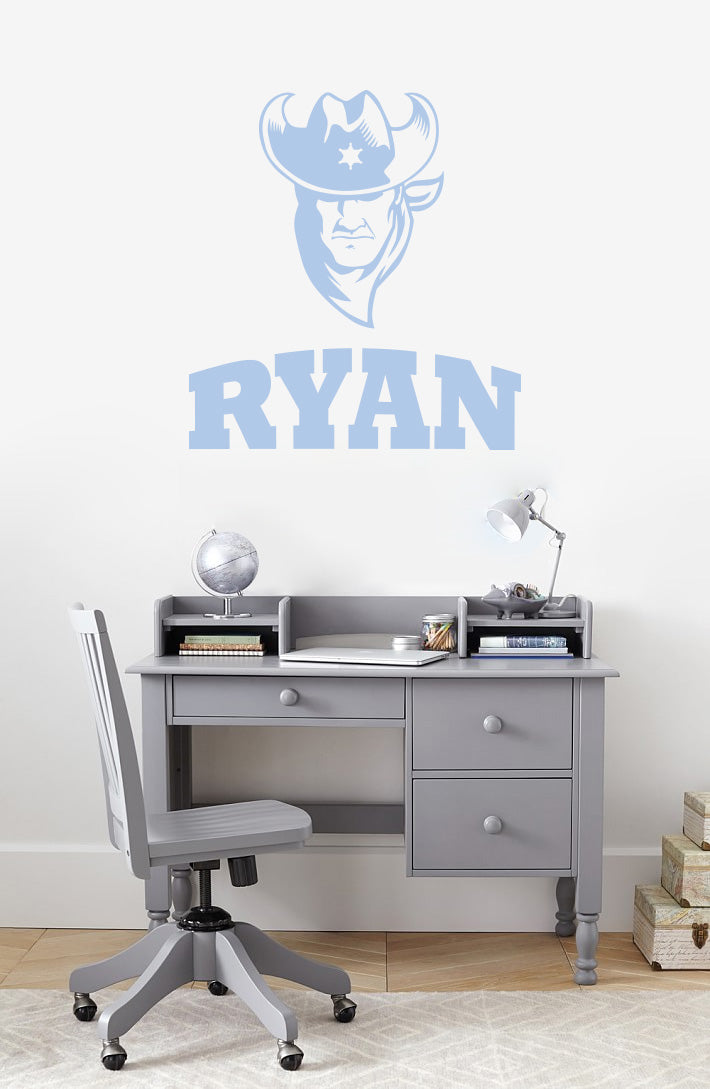 Cowboy personnalisé nom personnalisé sticker mural autocollant pochoir Silhouette ST411