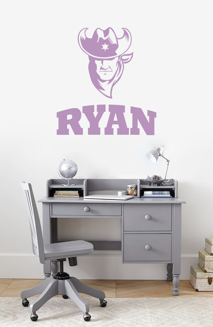 Cowboy personnalisé nom personnalisé sticker mural autocollant pochoir Silhouette ST411