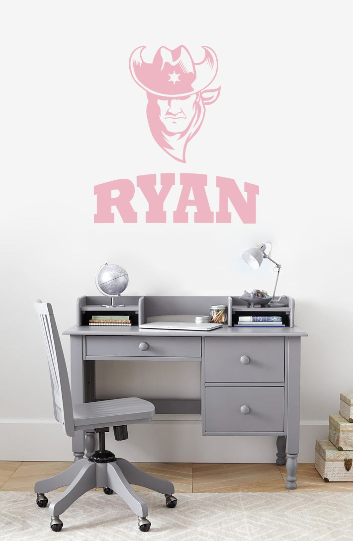 Cowboy personnalisé nom personnalisé sticker mural autocollant pochoir Silhouette ST411