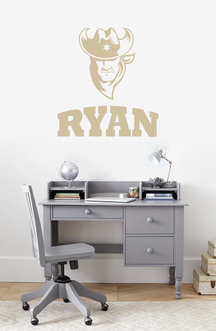 Cowboy personnalisé nom personnalisé sticker mural autocollant pochoir Silhouette ST411